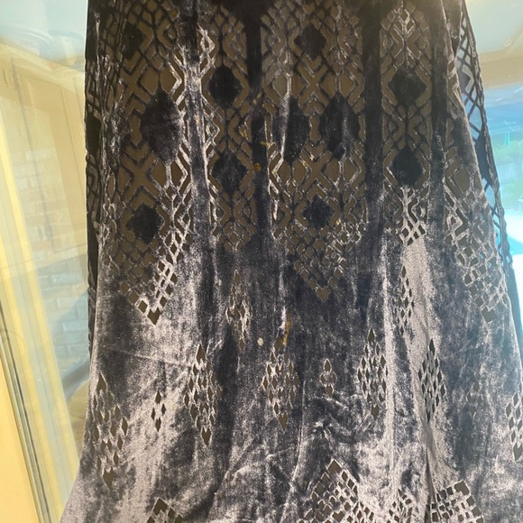 Anthropologie Nomad Morgan Carper Sleeveless Mini Blue  Velvet Dress W/Cape Xs - Picture 5 of 6